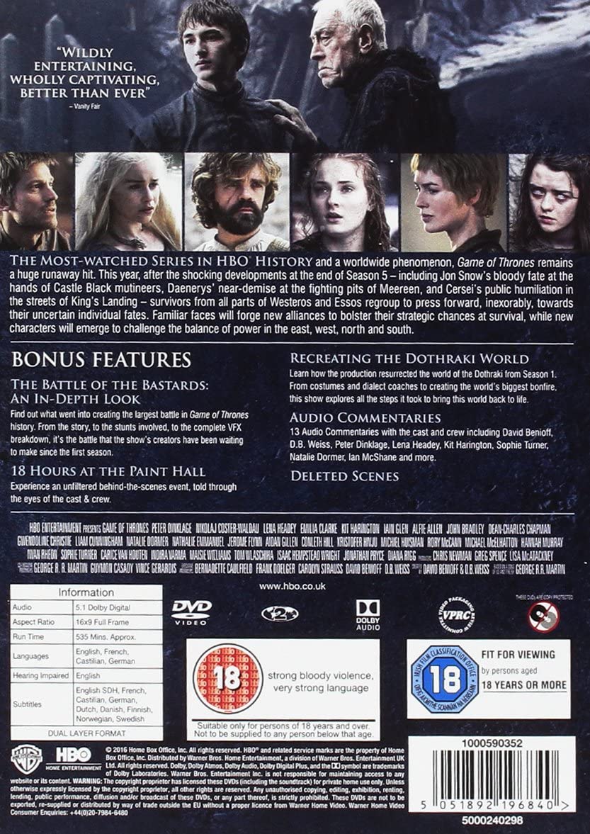 Game of Thrones: Season 6 - Drama [DVD]