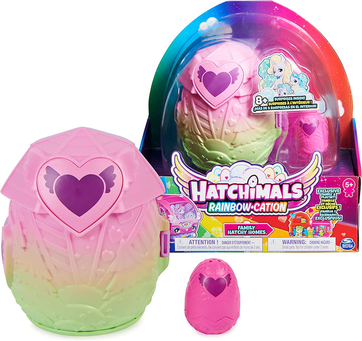 Hatchimals CollEGGtibles, Rainbow-Cation Family Hatchy Home-Spielset mit 3 Charakteren