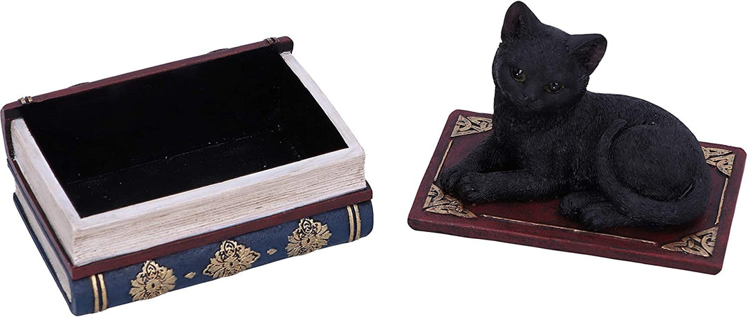 Nemesis Now Salems Spells Witches Familiar Black Cat and Spellbook Box, 11.7cm