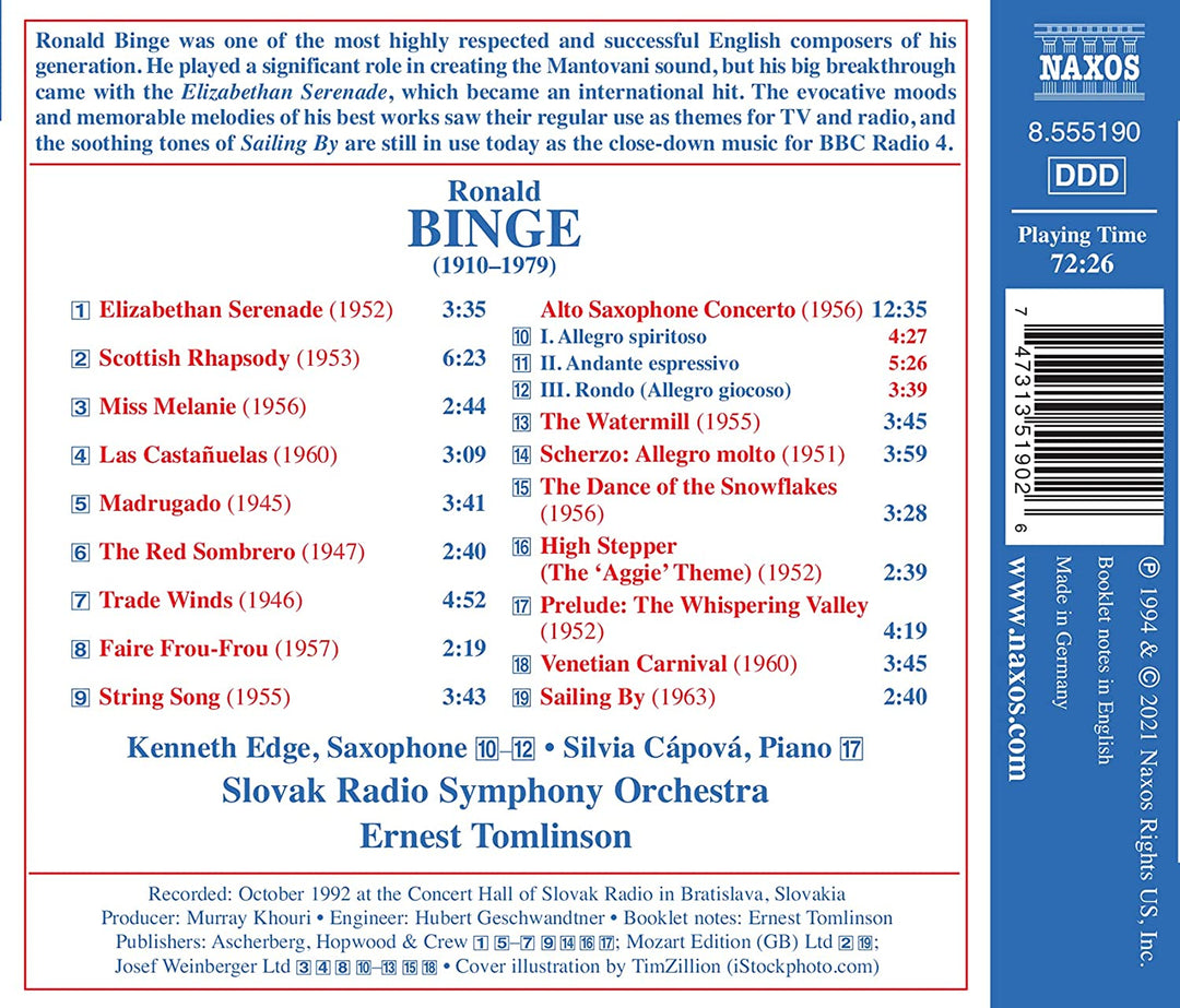 Binge: British Light Music 2 [Slovak Radio Symphony Orchestra; Ernest Tomlinson] [Naxos: 8555190] [Audio CD]