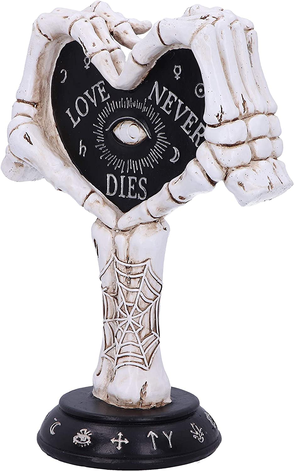 Nemesis Now Love Never Dies Skeleton Hand Heart Figurine, Black, 21.5cm