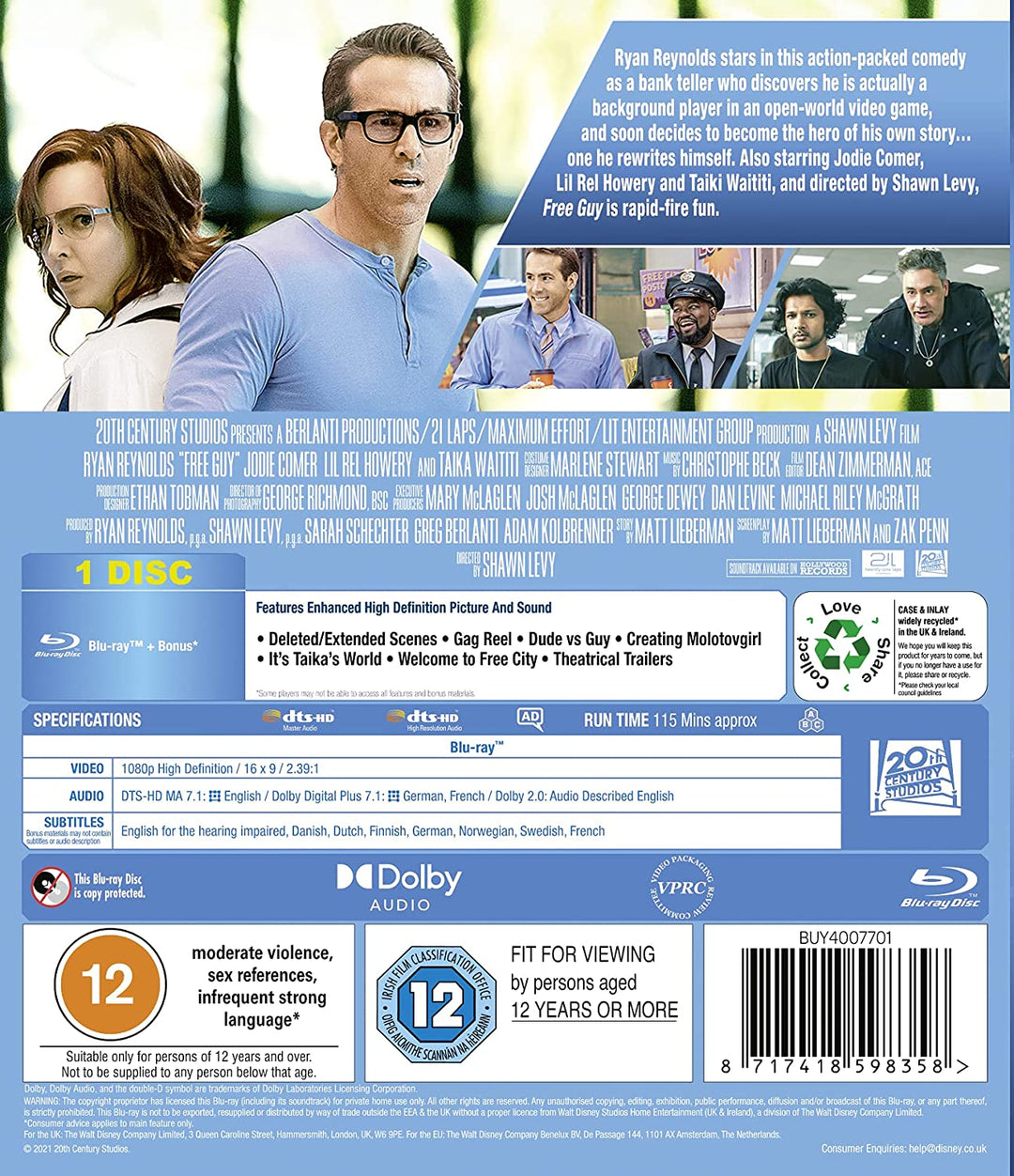 Free Guy Blu-ray - Action/Adventure [Blu-ray]