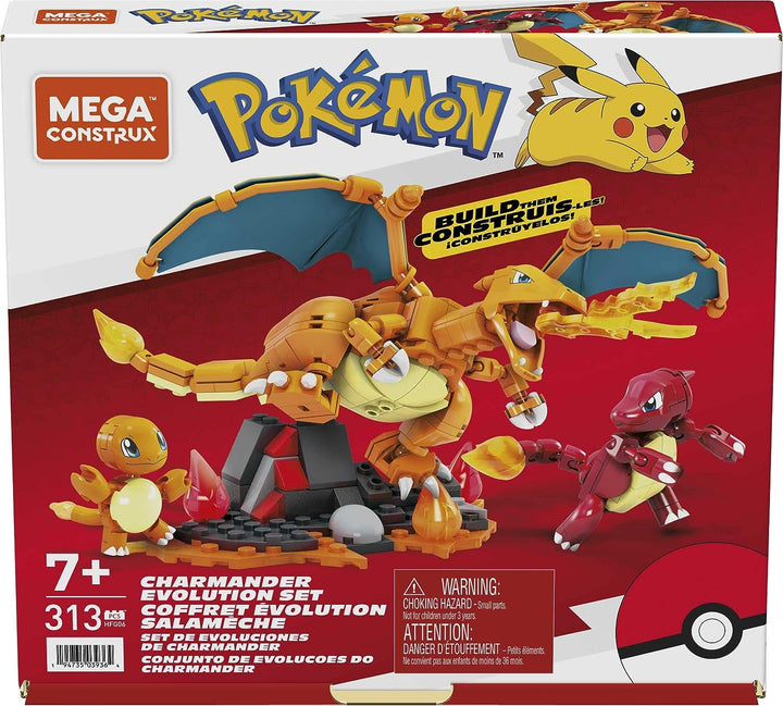 MEGA Pok�mon Action Figure Building Toys for Kids, Charmander Evolution Set with 300 Pieces