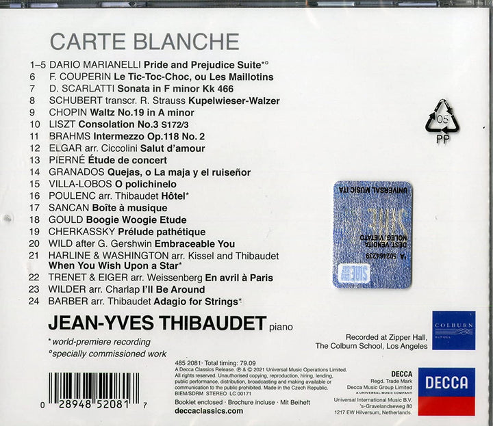 Jean-Yves Thibaudet - Carte Blanche [Audio CD]