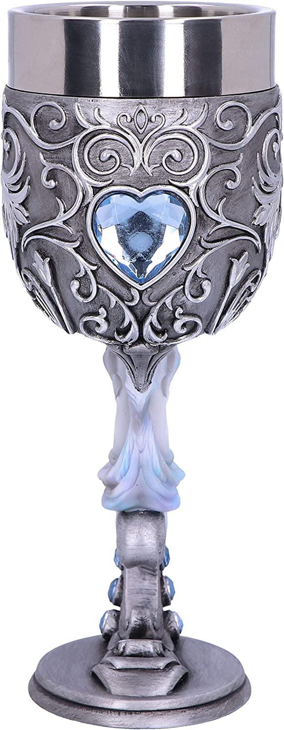 Nemesis Now B5191R0 Enchanted Twin Unicorn Heart Set of Two Goblets, Silver, 18.