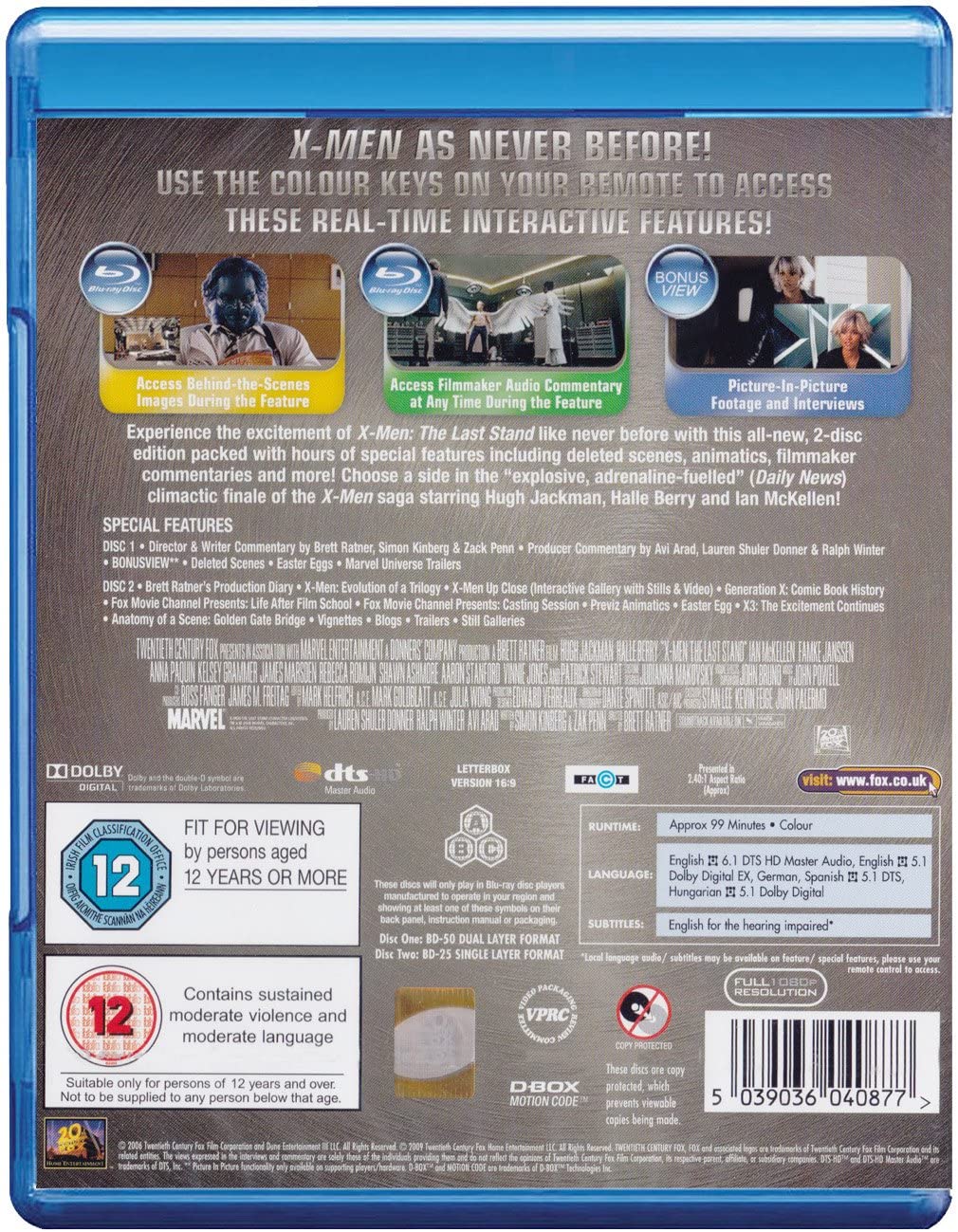 X-Men 3: The Last Stand - Action/Sci-fi [Blu-Ray]