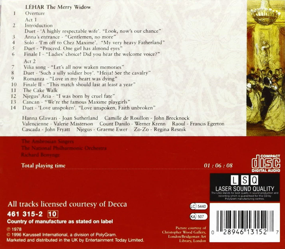 Lehár, Franz - Lehar  Merry Widow (highlights) [Audio CD]