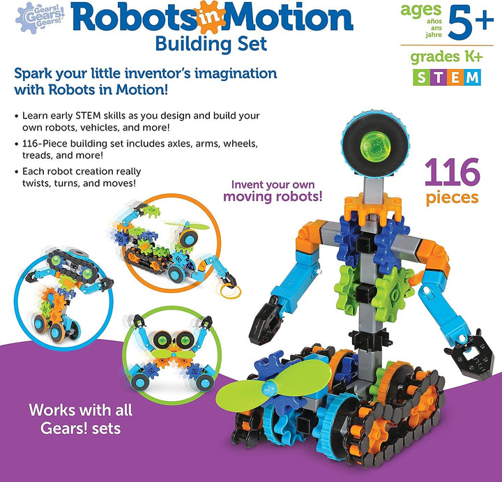 Learning Resources LER9228, Engineering, Robot Toy for Kids, STEM, Ages 5+