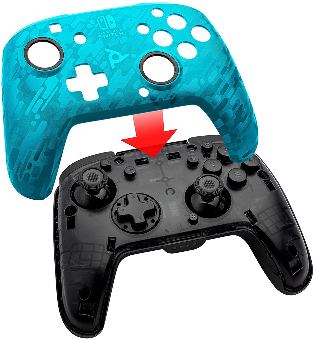 Pdp Controller Faceoff Deluxe + Interruptor inalámbrico de audio Camo Blue