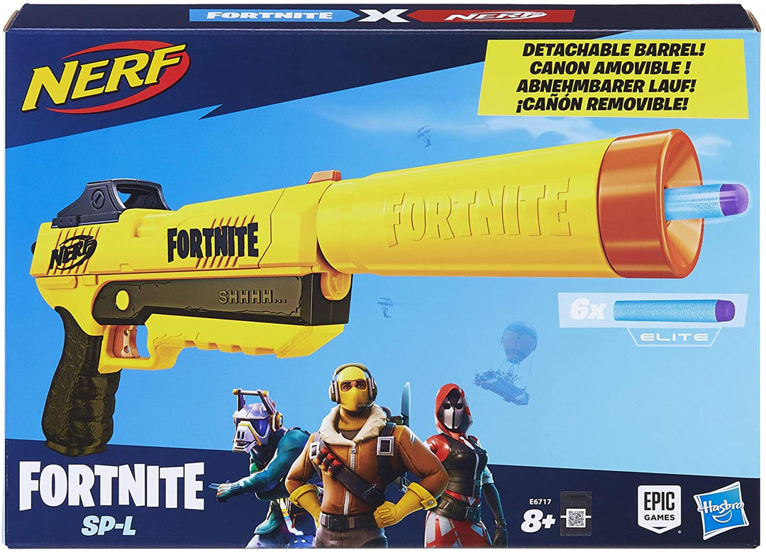Nerf Fortnite SP L Blaster con barril desmontable y 6 Fortnite Elite oficial