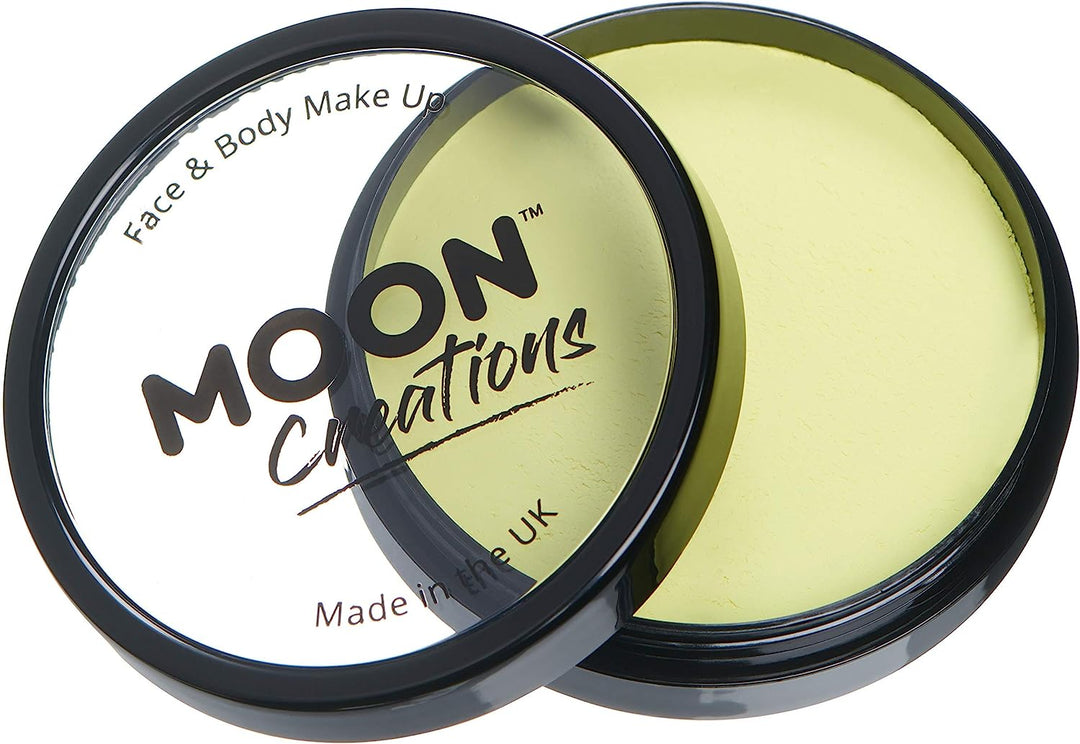 Pro Face & Body Paint Cake Pots by Moon Creations - Light Yellow - Professional Water Based Face Paint Makeup for Adults, Kids - 36g