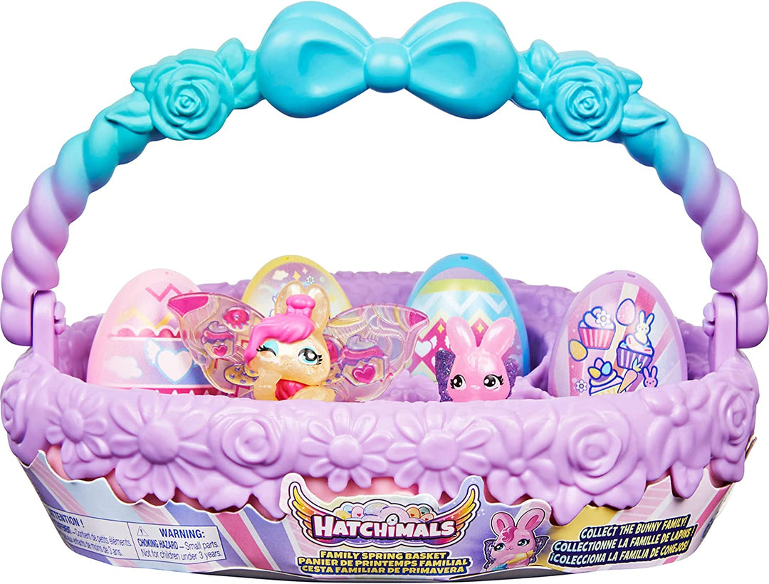 Hatchimals CollEGGtibles, Familien-Frühlingskorb mit 6 Hasenfiguren, Kinderspielzeug