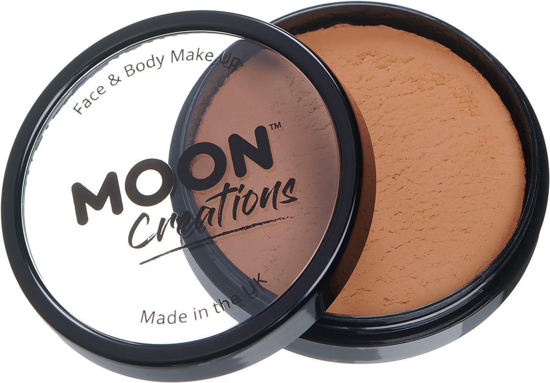 Pro Face & Body Paint Cake Pots by Moon Creations - Light Brown - Professional Water Based Face Paint Makeup for Adults, Kids - 36g