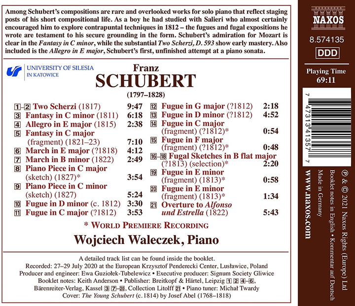 Wojciech Waleczek - Schubert: Rarities [Naxos: 8574135] [Audio CD]