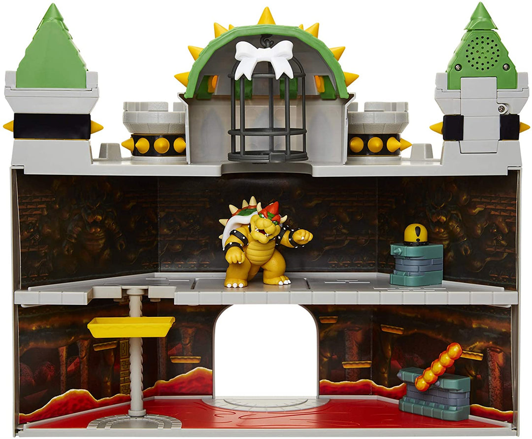 Nintendo Bowser's Castle Super Mario Deluxe Bowser's Castle Playset with 2.5" Exclusive Articulated Bowser Action Figure, Interactive Play Set with Authentic in-Game Sounds