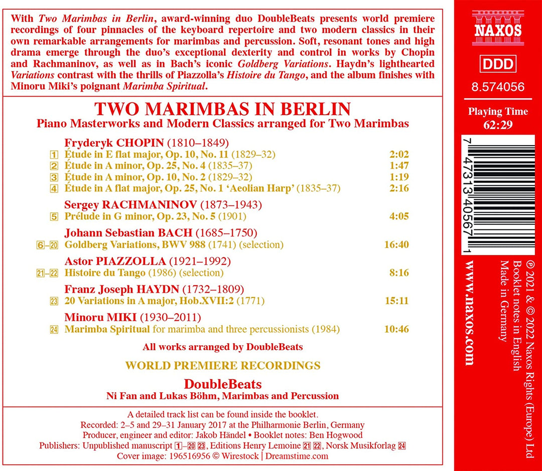 Bach: Two Marimbas In Berlin [DoubleBeats: Ni Fan and Lukas Böhm ] [Naxos: 8574056] [Audio CD]