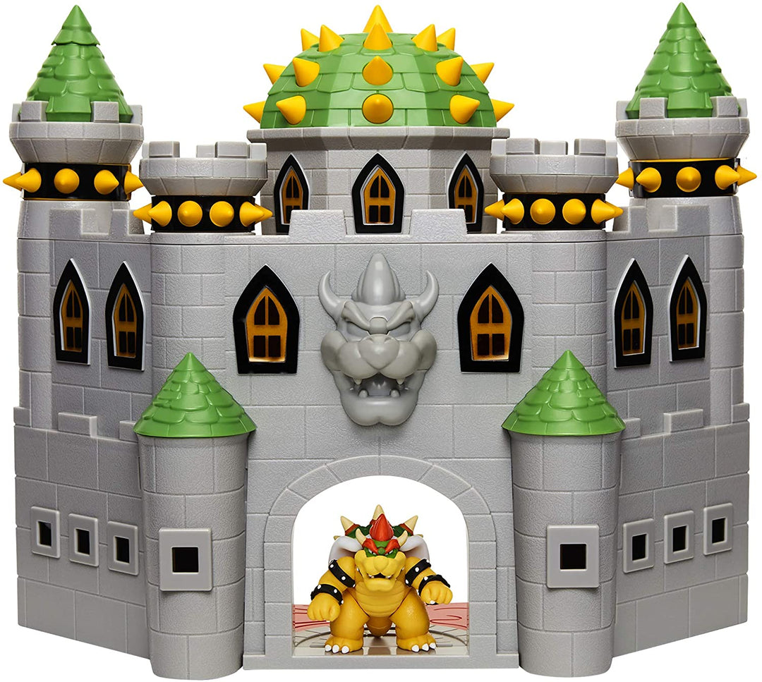 Nintendo Bowser's Castle Super Mario Deluxe Bowser's Castle Playset with 2.5" Exclusive Articulated Bowser Action Figure, Interactive Play Set with Authentic in-Game Sounds