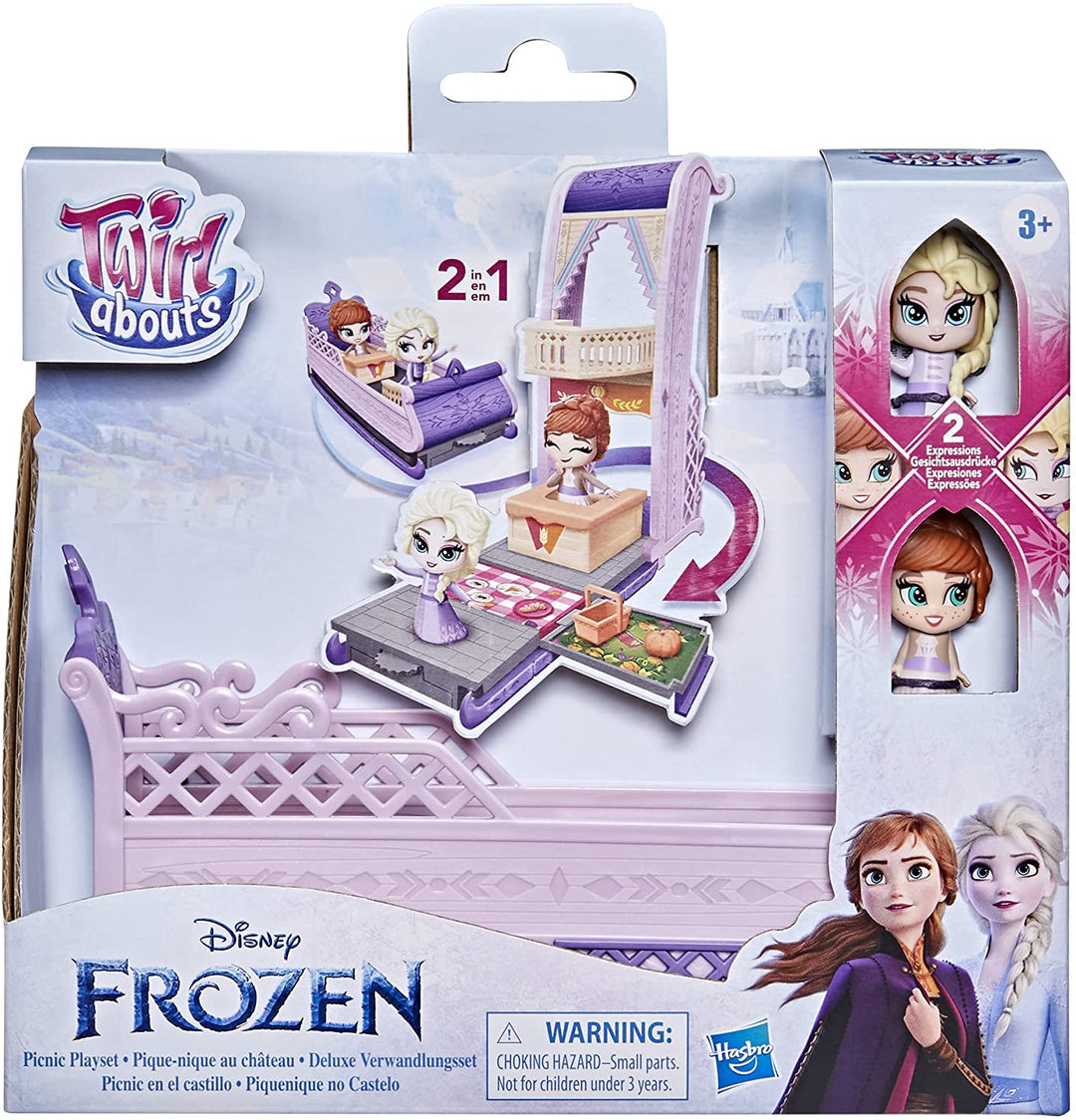 Hasbro Disney Frozen,F1823 Disney's Frozen 2 Twirlabouts Picnic Playset Sled-to-Castle with Elsa and Anna Dolls