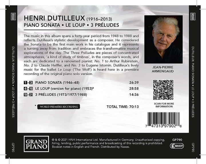 Jean-Pierre Armengaud - Dutilleux: Piano Works [Jean-Pierre Armengaud] [Grand Piano: GP790] [Audio CD]