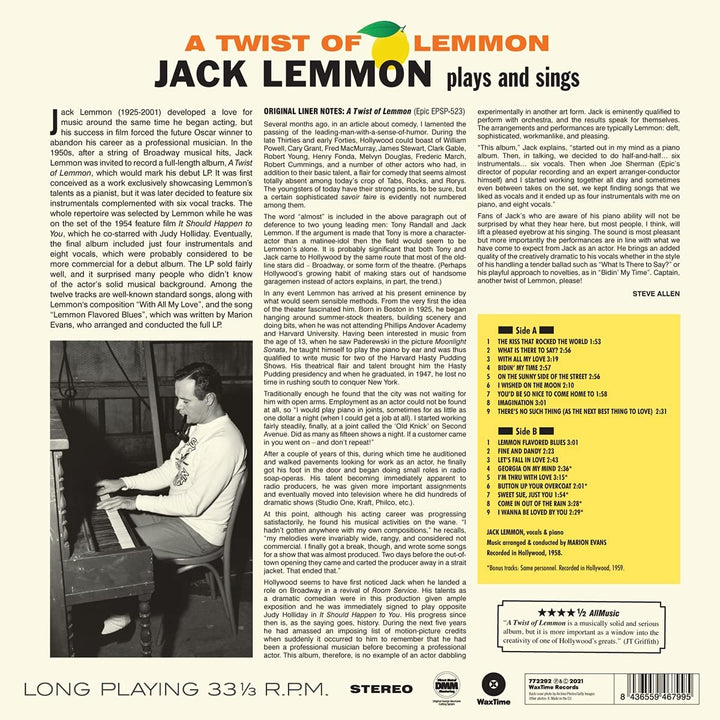 Jack Lemmon - A Twist Of Lemon: Jack Lemmon Plays And Sings [Vinyl]