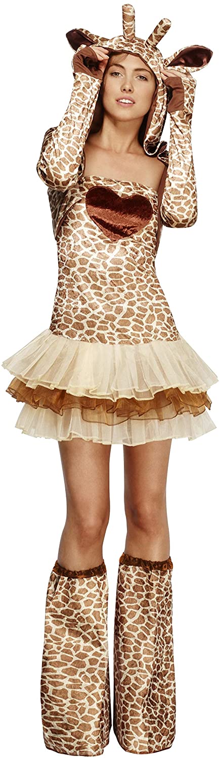 Fever Adult Women's Giraffe Costume, Tutu Dress with Detachable Clear Straps, Ja Size 8-10