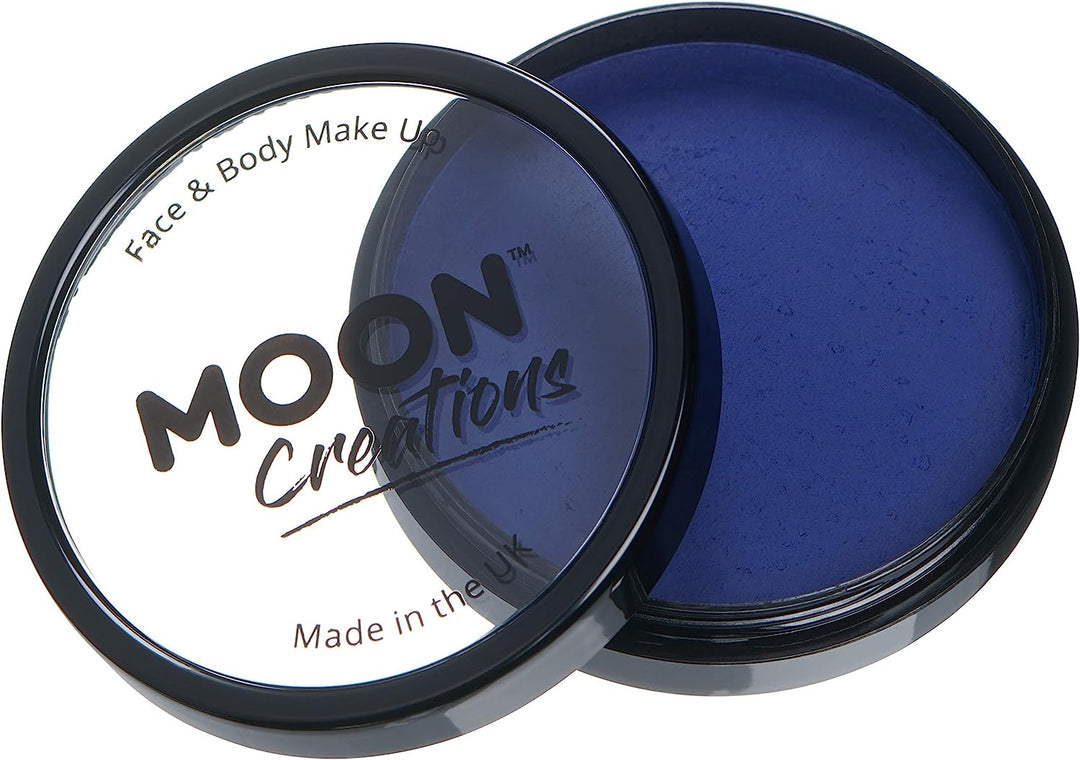 Pro Face & Body Paint Cake Pots by Moon Creations - Dark Blue - Professional Water Based Face Paint Makeup for Adults, Kids - 36g