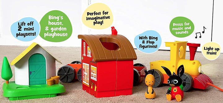 Bing’s Train and Mini Play Sets, Light Up Musical Train, Cbeebies TV Show, With Bing and Flop Figurines, Activity Playset, Age 12m+