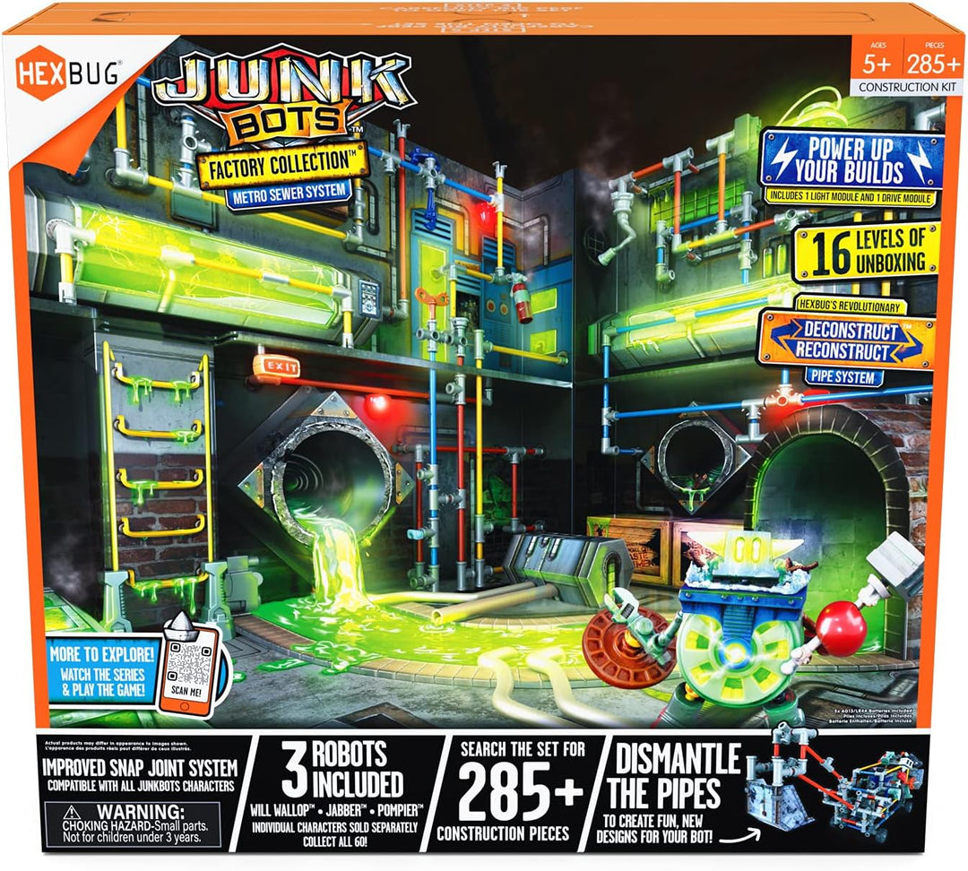 HEXBUG JUNKBOTS Großes Factory Habitat Metro Sewer System, Überraschungsspielzeug-Spielset