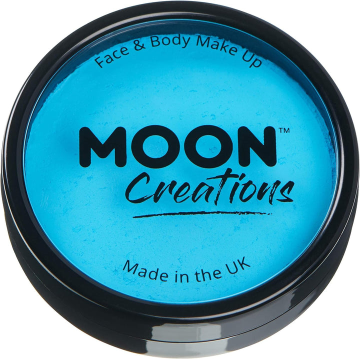 Pro Face & Body Paint Cake Pots by Moon Creations - Aqua - Professional Water Based Face Paint Makeup for Adults, Kids - 36g