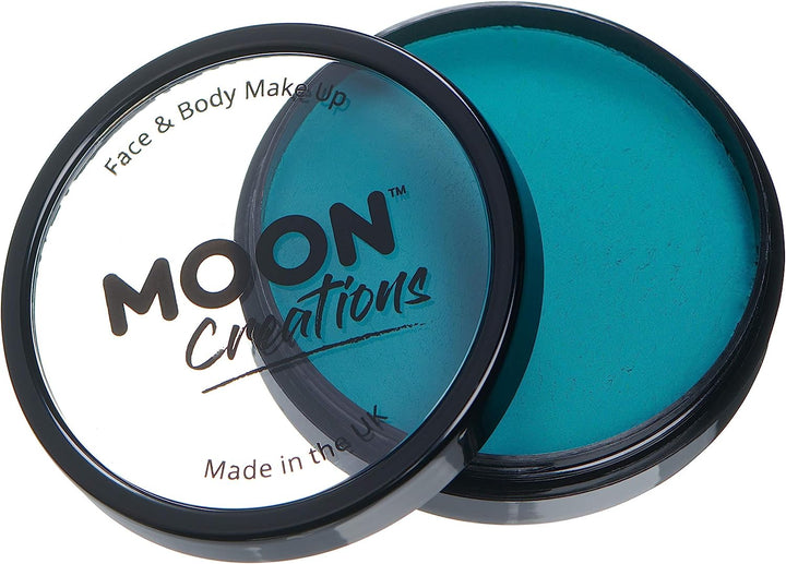 Pro Face & Body Paint Cake Pots by Moon Creations - Teal - Professional Water Based Face Paint Makeup for Adults, Kids - 36g