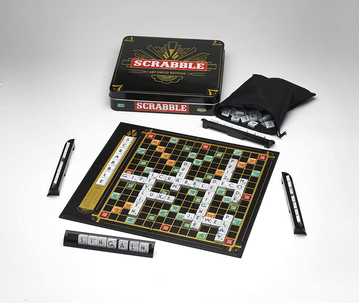 Tinderbox Games | Scrabble Art Deco Tin | Board Game | Ages 10+ | 2-4 Players |