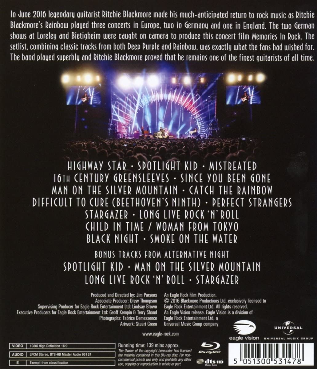 Ritchie Blackmore's Rainbow: Memories In Rock - Live In Germany [Region Free] - [Blu-ray]