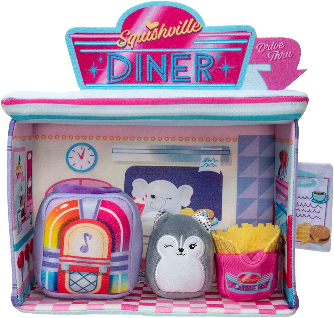 Squishville SQM0323 Deluxe Diner Playscene-Include 2-Inch Plush Accessories-Toys