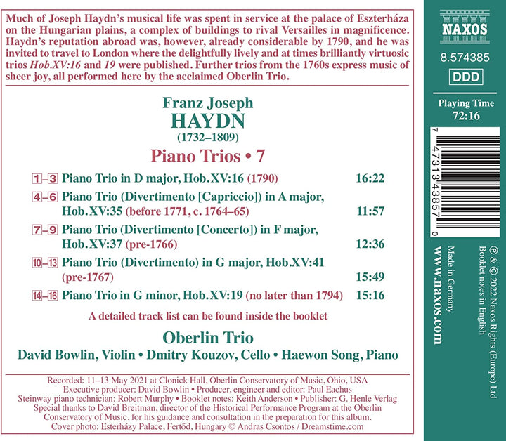 Haydn: Piano Trios Vol 7 [Oberlin Trio] [Naxos: 8574385] [Audio CD]