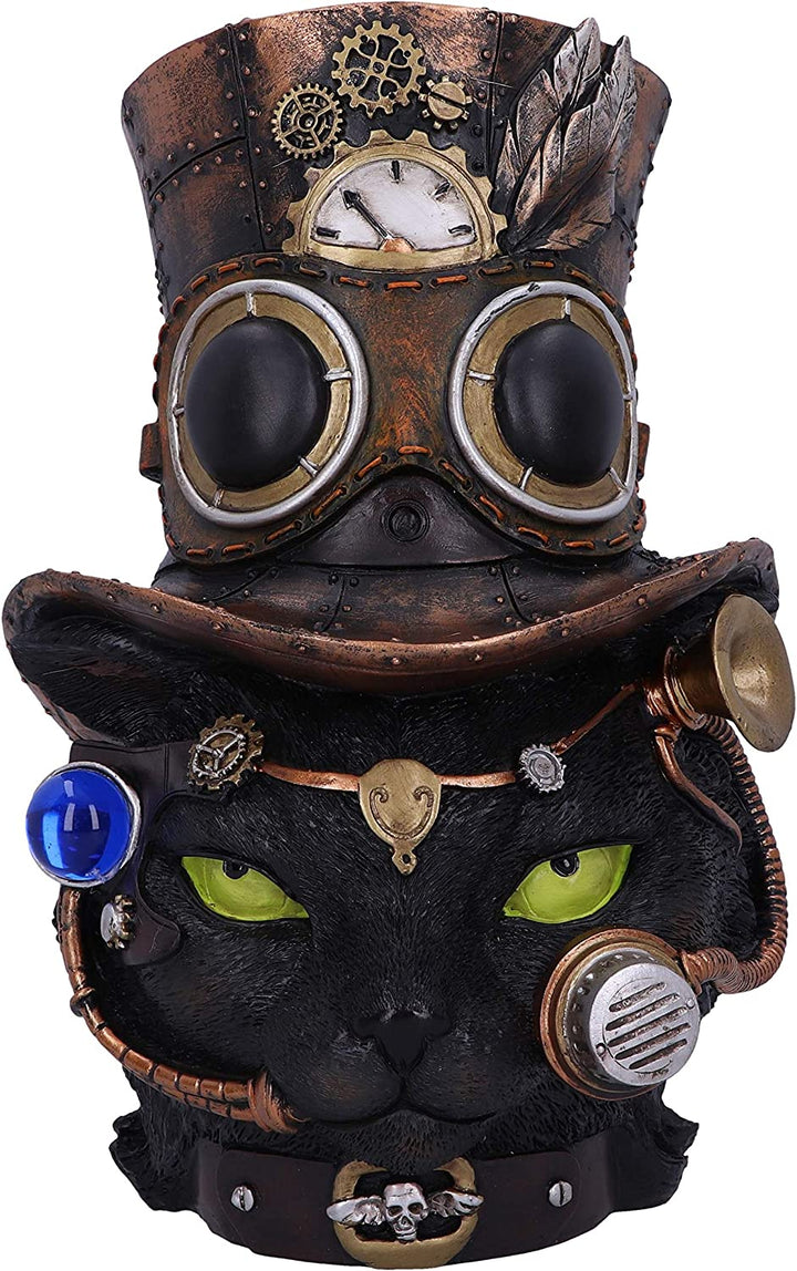 Felius Mogg 28.8cm Steampunk Black Cat Head Figurine