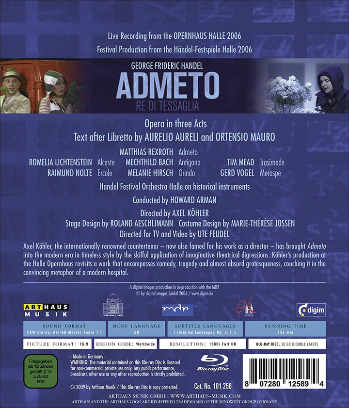 George Frideric Handel - Admeto, re di Tessaglia (Handel-Festspiele Halle) [2009] [BLu-ray]