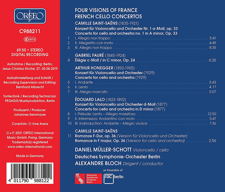 Daniel Müller-Schott - Four Visions Of France [Daniel Müller-Schott; Deutsches Symphonie-Orchester Berlin; Alexandre Bloch] [Orfeo: C988211] [Audio CD]