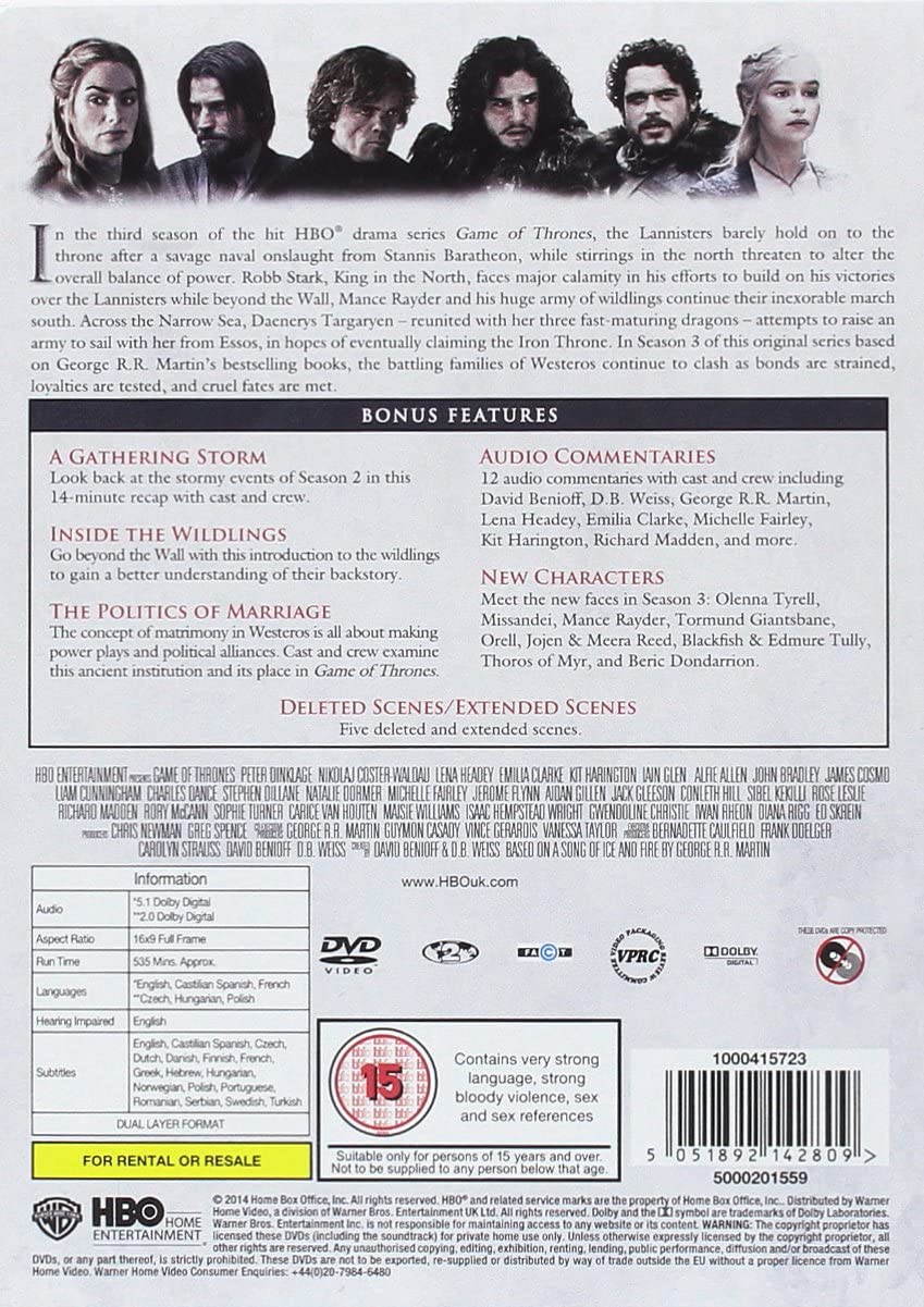 Game of Thrones - Season 3 [DVD] [2017] [2014]