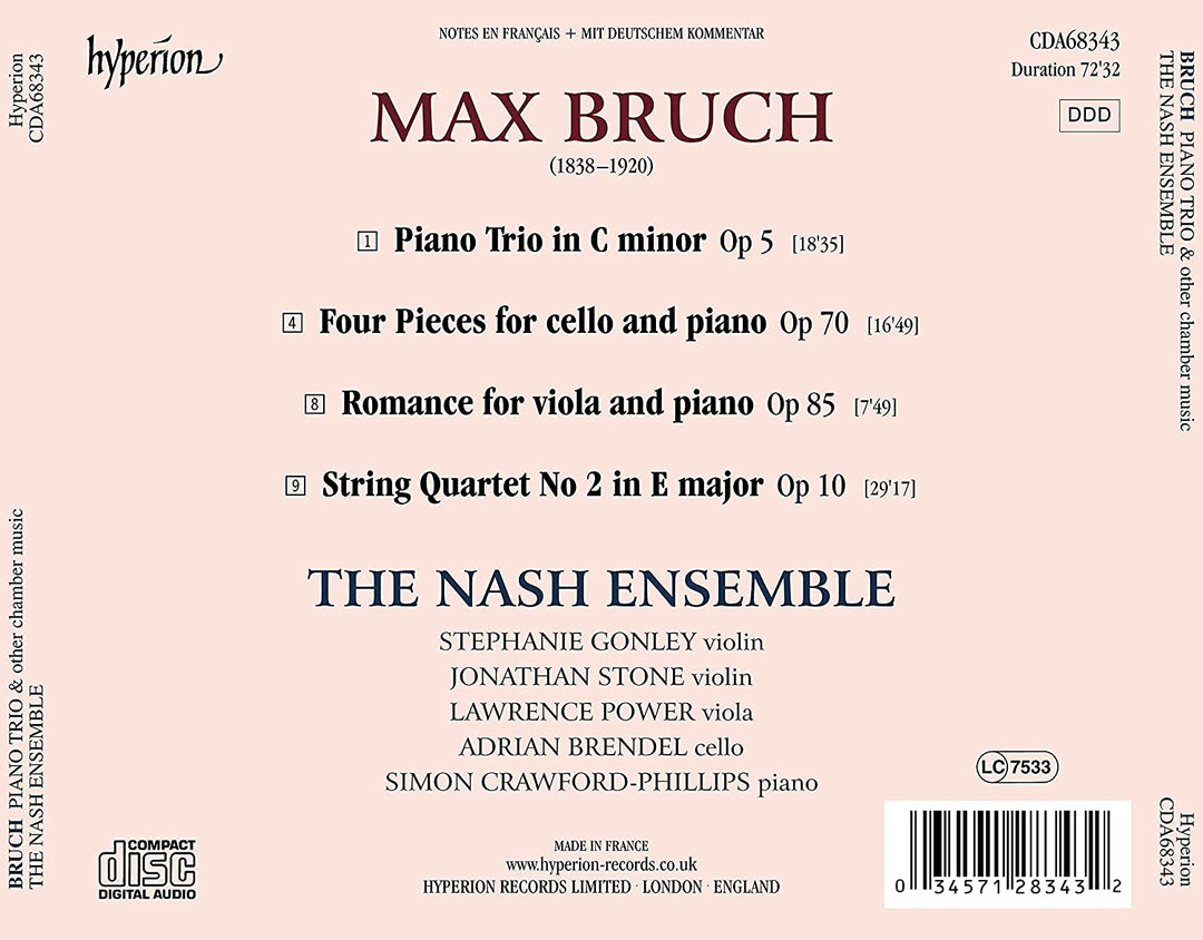 Bruch: Piano Trio [The Nash Ensemble] [Hyperion Records A68343] [Audio CD]