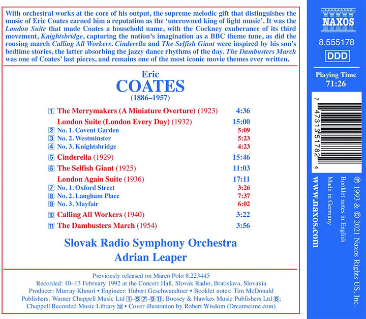 Coates: British Light Music Vol. 3 [Slovak Radio Symphony Orchestra; Adrian Leap [Audio CD]