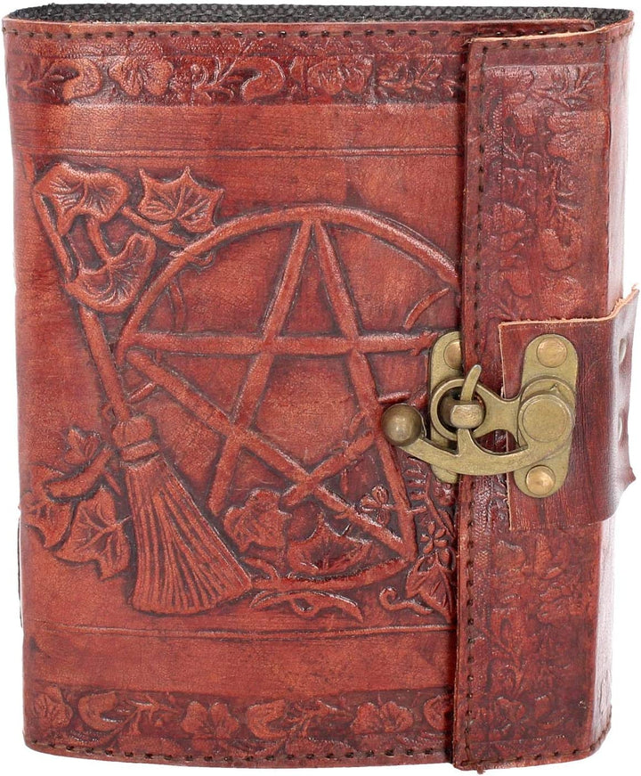 Nemesis Now Pentagram Embossed Leather Journal With Lock 20cm Brown