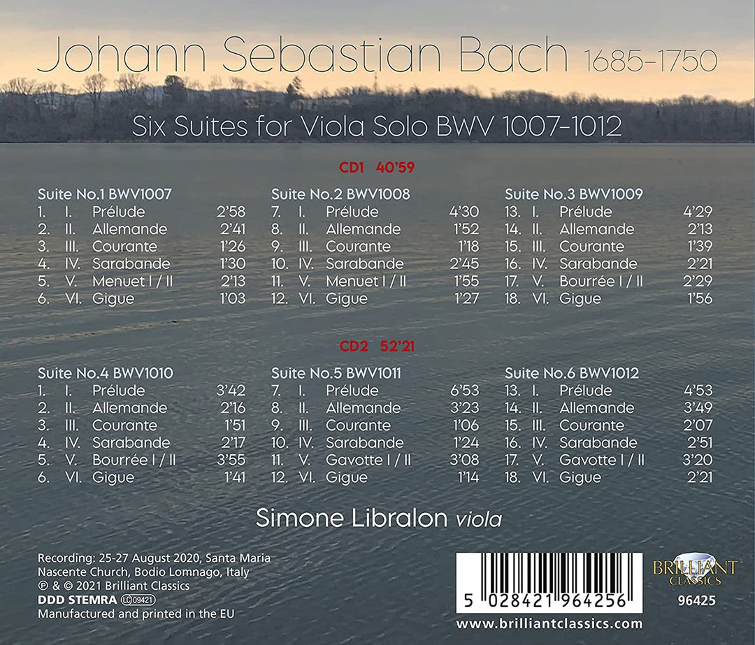 J.S. Bach: Six Suites for Viola Solo BWV 1007-1012 [Audio CD]