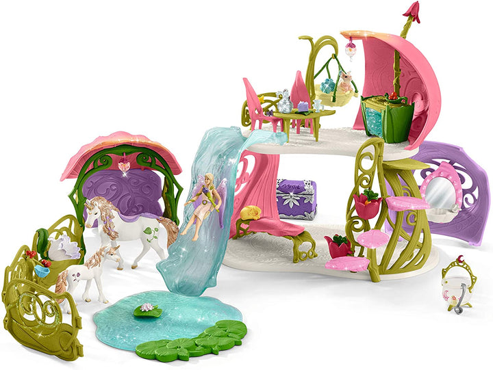 Schleich Bayala 42445 Glittering Flower House with Unicorns, Lake and Stable