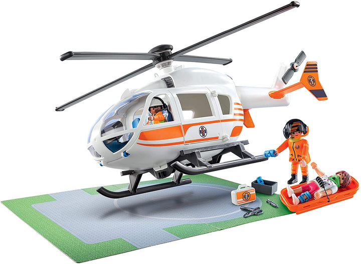 Playmobil 70048 City Life Hospital Emergency Helicopter with Landing Pad