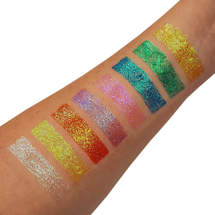 Iridescent Fine Face & Body Glitter Gel by Moon Glitter - Orange - Cosmetic Festival Glitter Face Paint for Face, Body, Hair, Nails - 12ml