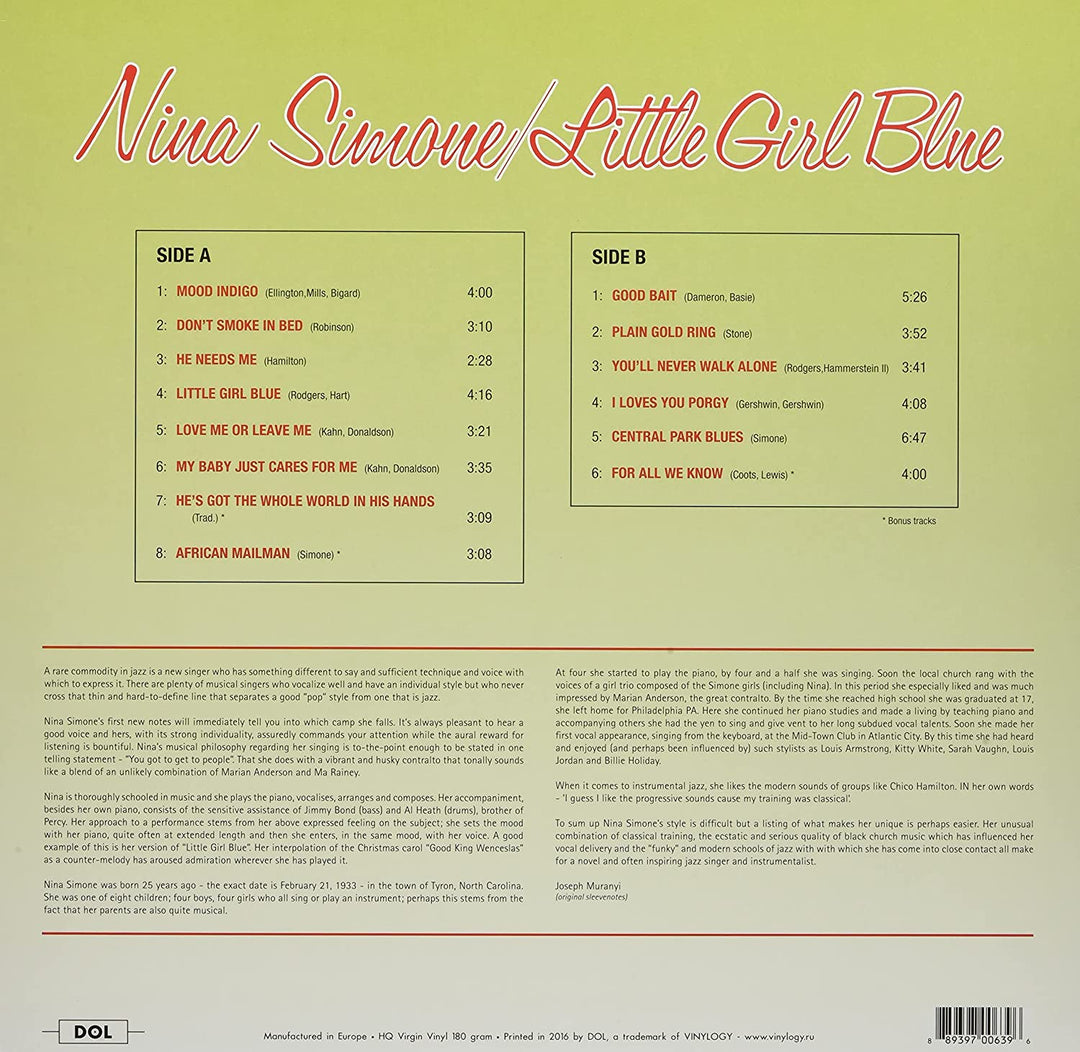 Nina Simone - Little Girl Blue (Transparent [VInyl]