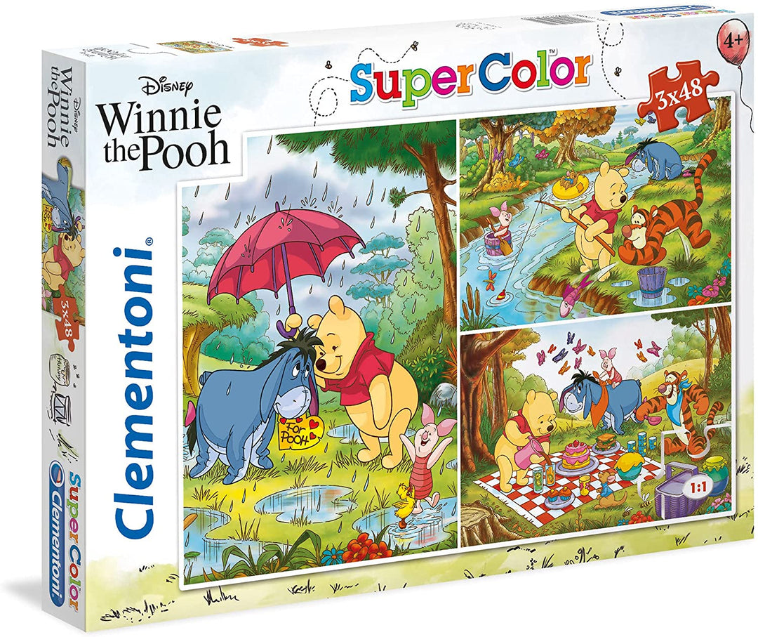 Clementoni - 25232 - Supercolor puzzel voor kinderen - Winnie de Poeh-3x48 stukjes Disney