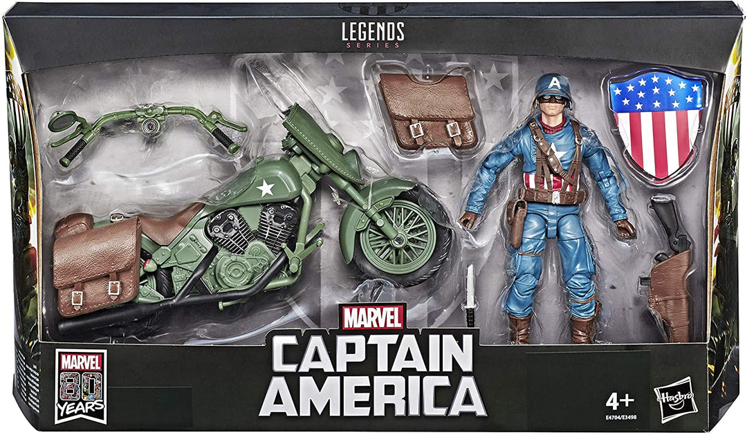 Marvel Legends 80 Years Deluxe Captain America with Motorcycle Figure Set