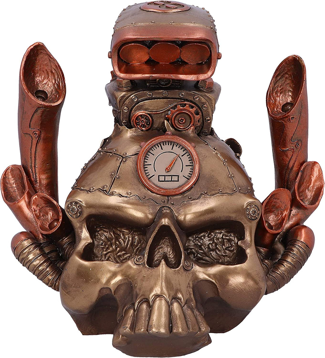 Nemesis Now Petrol Head 18cm Motor Engine Steampunk Skull Figurine, Bronze