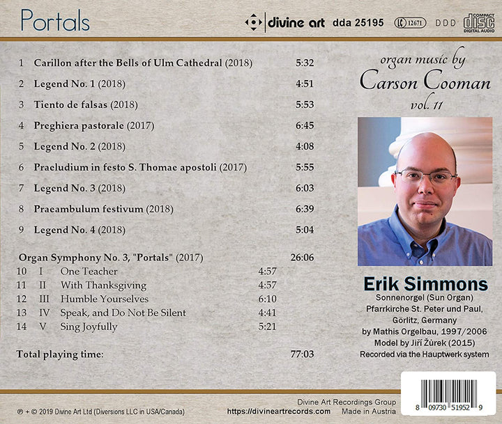 Cooman: Portals [Erik Simmons] [Divine Art: DDA25195] [Audio CD]